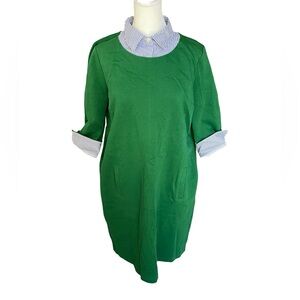 Talbots green dress with pockets and cuffs LP